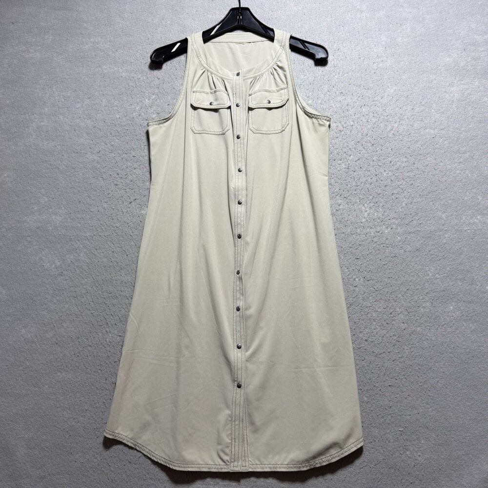 Athleta Shirtdress Women’s S Beige Stretch Utility Dress Sleeveless Athleisure